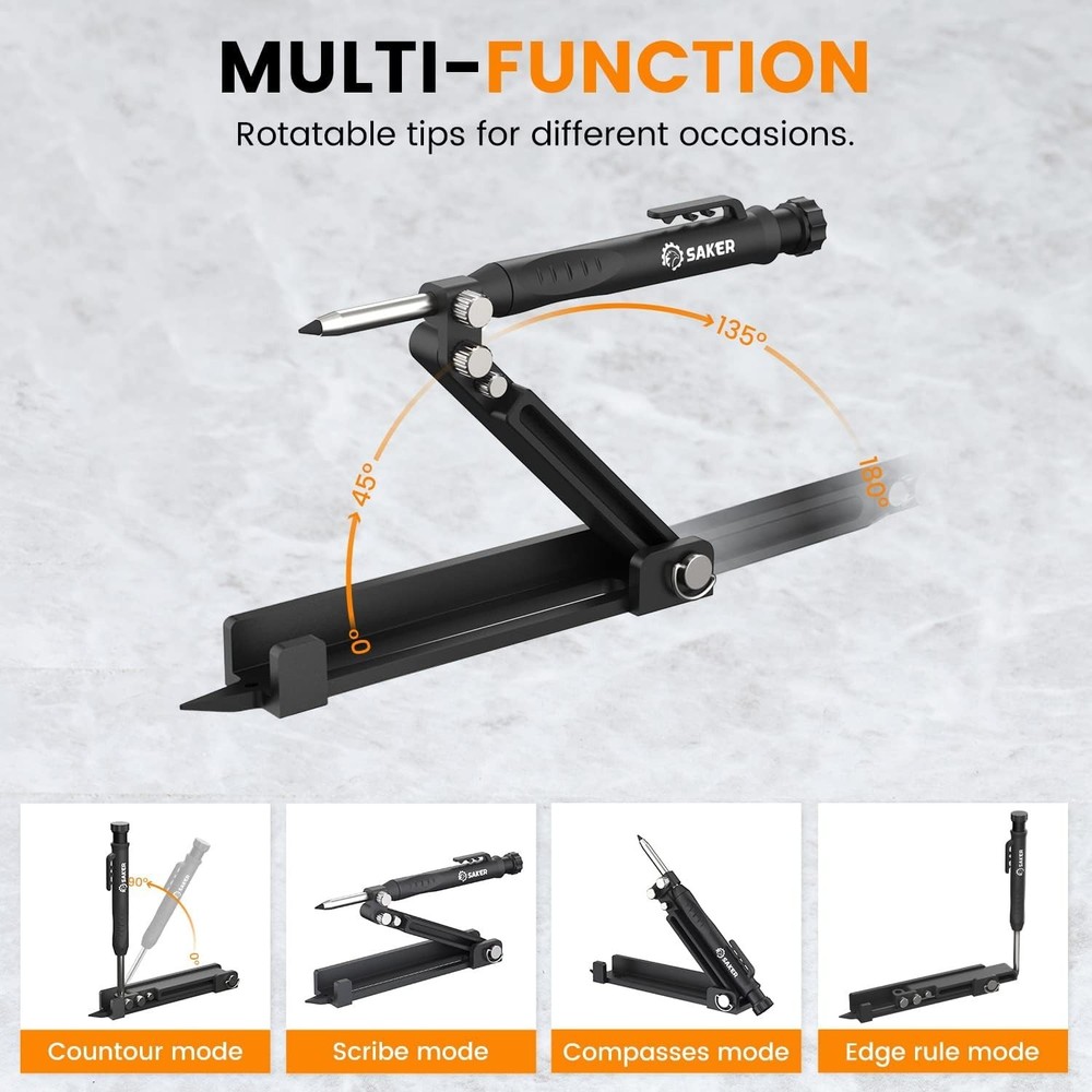 Compact Multi-Function Scribing and Measuring Tool for DIY Projects - 5.5 Inches