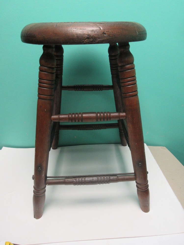 Antique Vintage Old Solid Wood Stool