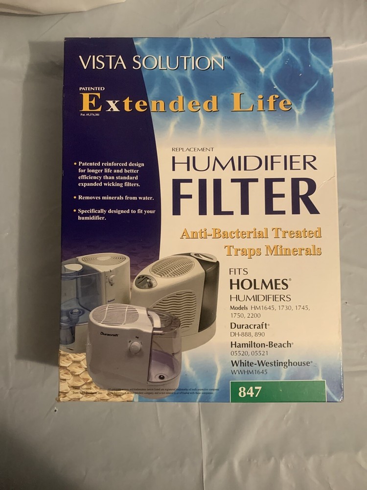 Vista Solution Humidifier Filter Replacement Extended Life - 847, Holmes New