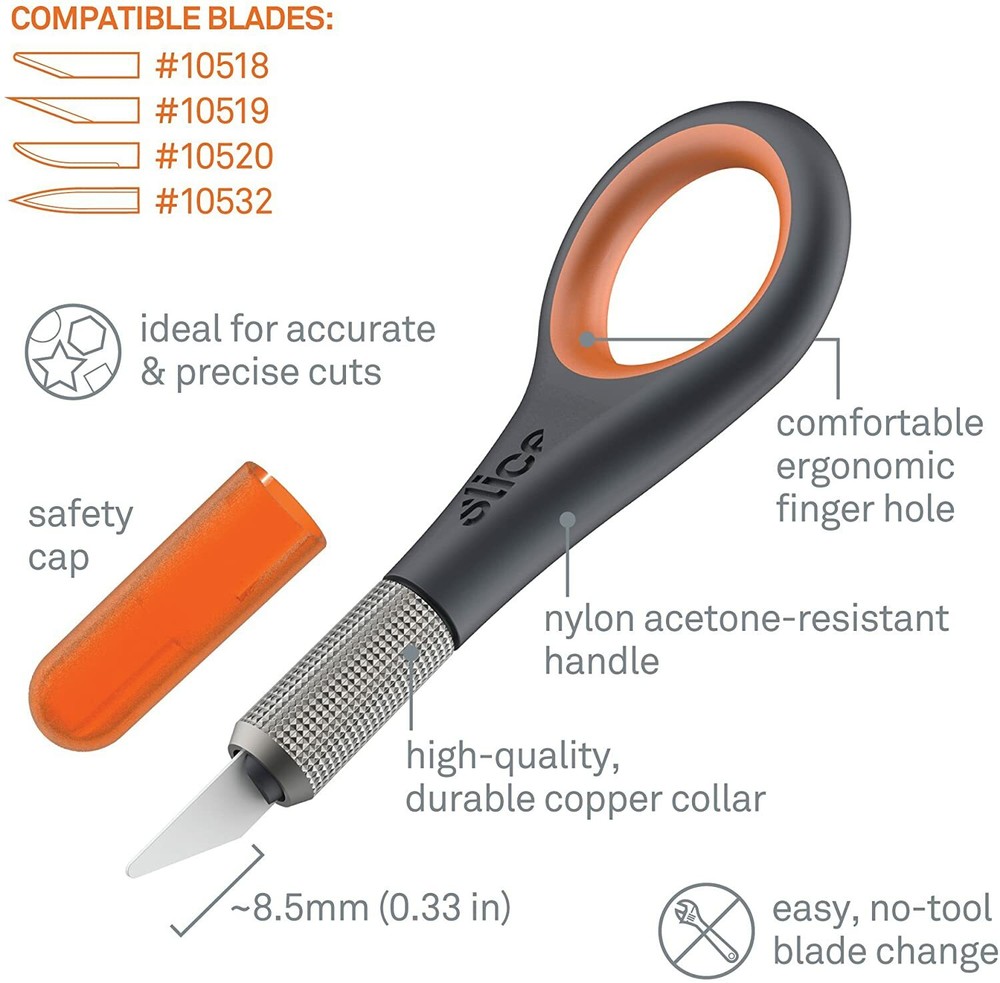 Slice Precision Ceramic Knife, Unique Ring Handle With Finger Grip