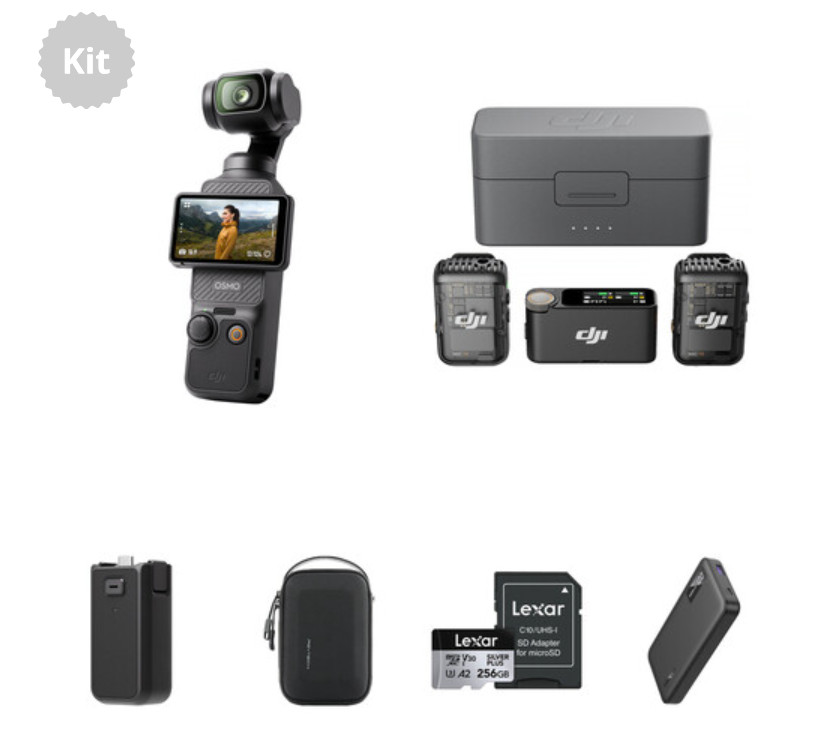DJI Osmo Pocket 3 Camera Vlog Combo Kit DJI Mic 2 Battery Handle Carrying Case