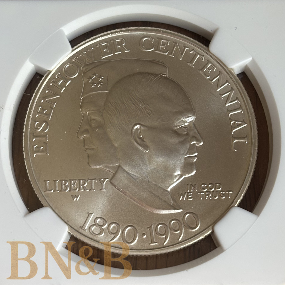1990 W Eisenhower Centennial Silver Dollar NGC MS70