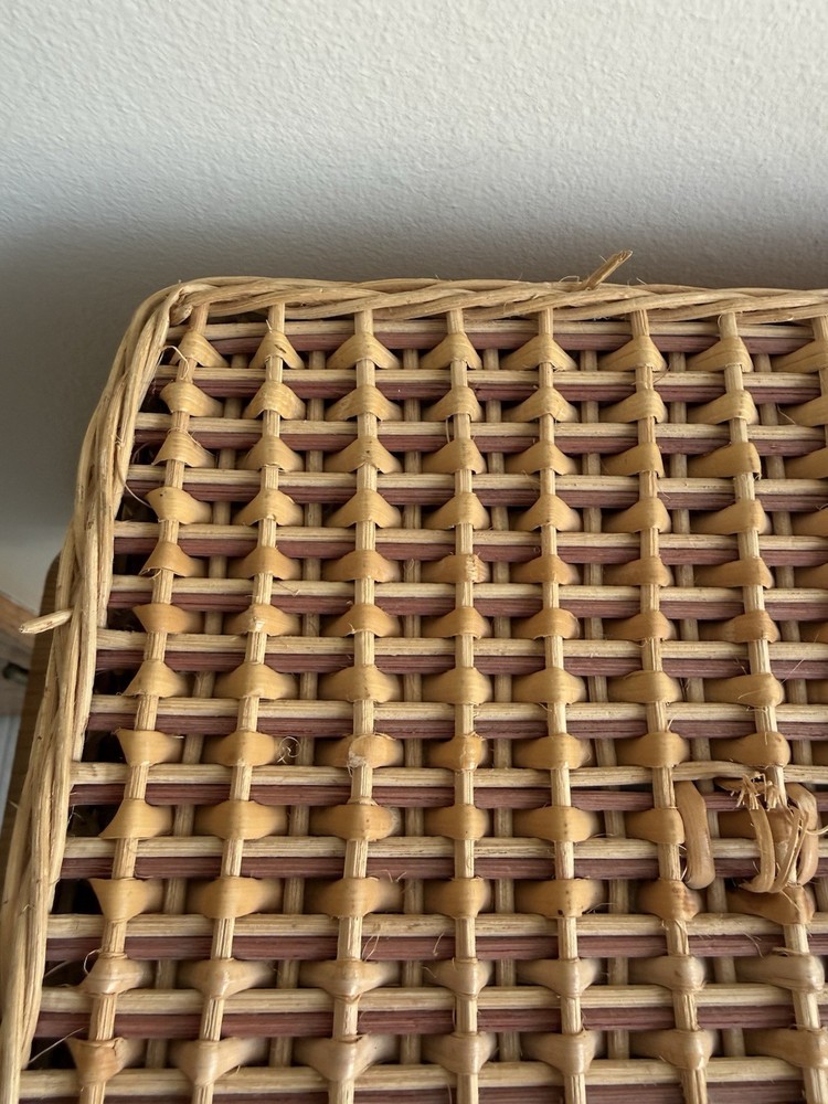 Vintage Wicker Sewing Basket w/ Red Fabric Liner, Please Read Description