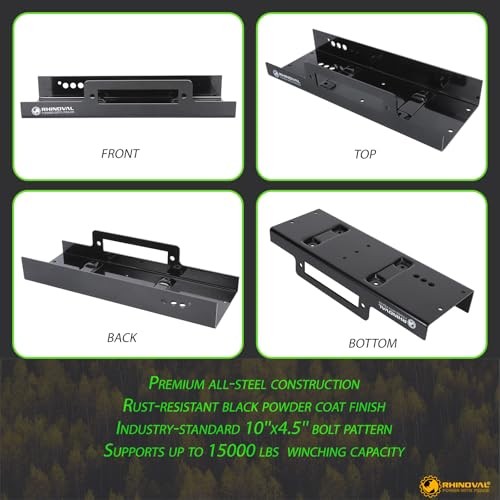 Universal Winch Mounting Plate, 10" x 4.5" Raised Bolt Pattern, 15,000 lbs,