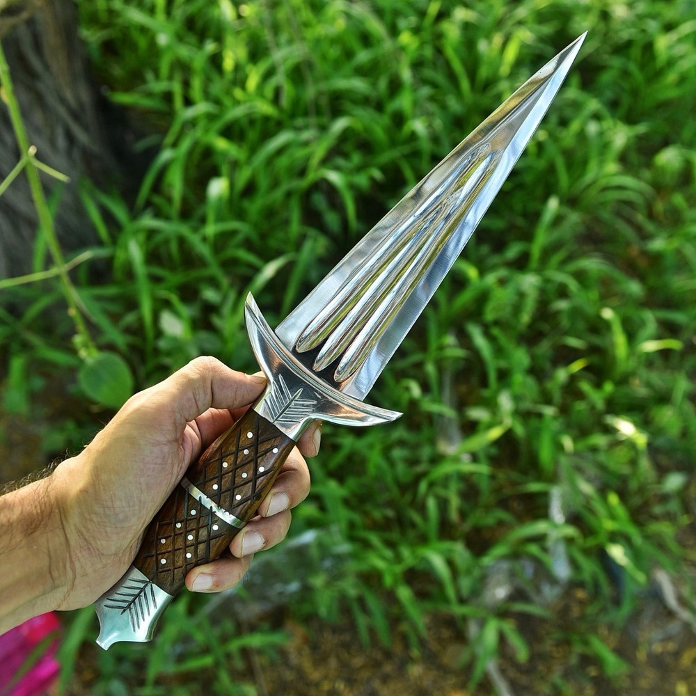 Custom Made Double Edge Blade Dagger Roman Sword War Tactical Vikings + Sheath