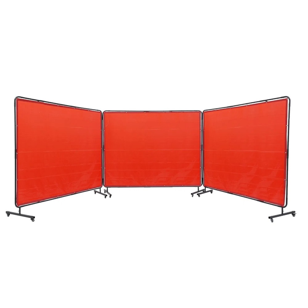 Welding Screen with Frame, 6' x 8' 3 Panel Welding Curtain Screens, Flame-Resist