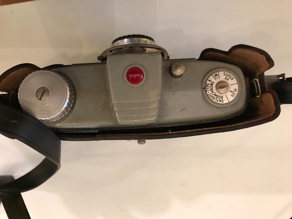 Vintage Kodak PONY 828 Camera with strap & Leather 1/2 case Untested