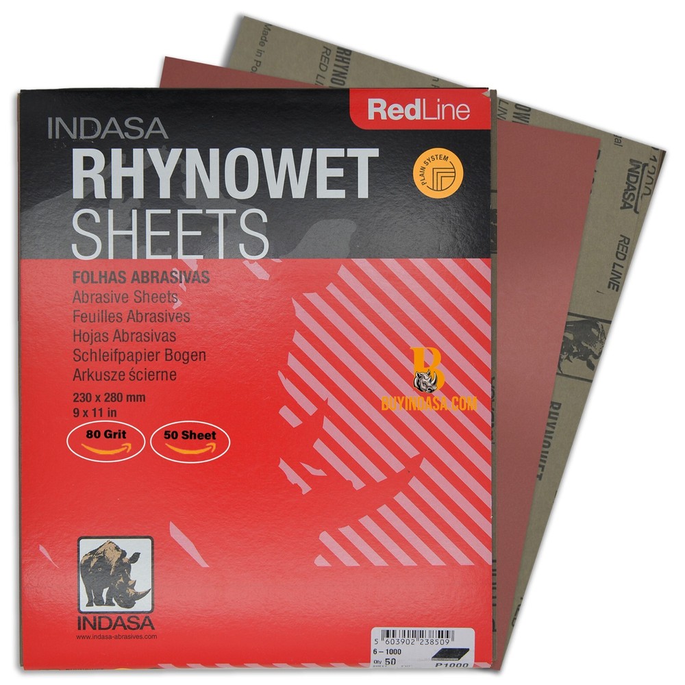 Indasa 50 PCS Full Sheets 9"x11" Wet & Dry Sanding Sheets, 60 - 2500 Range