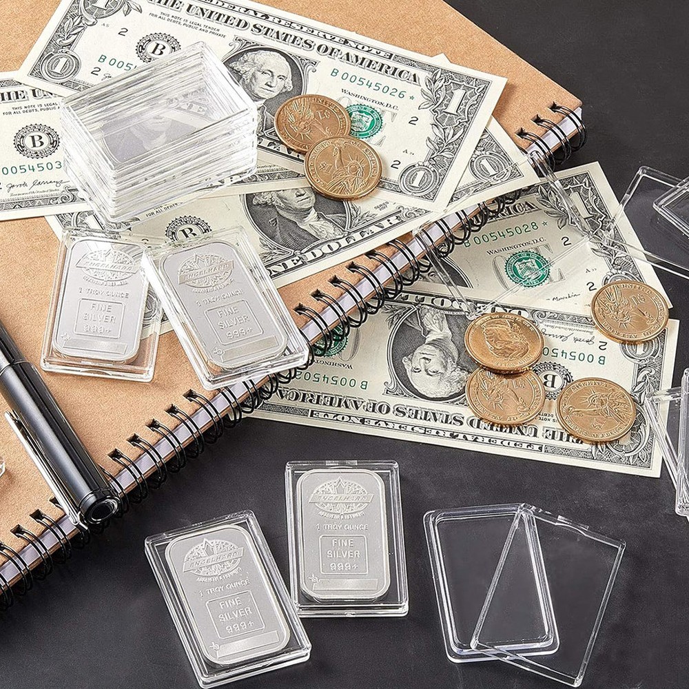 5-50 Pcs 1 Oz Silver Bar Holder Acrylic Storage Clear Case Capsule Container