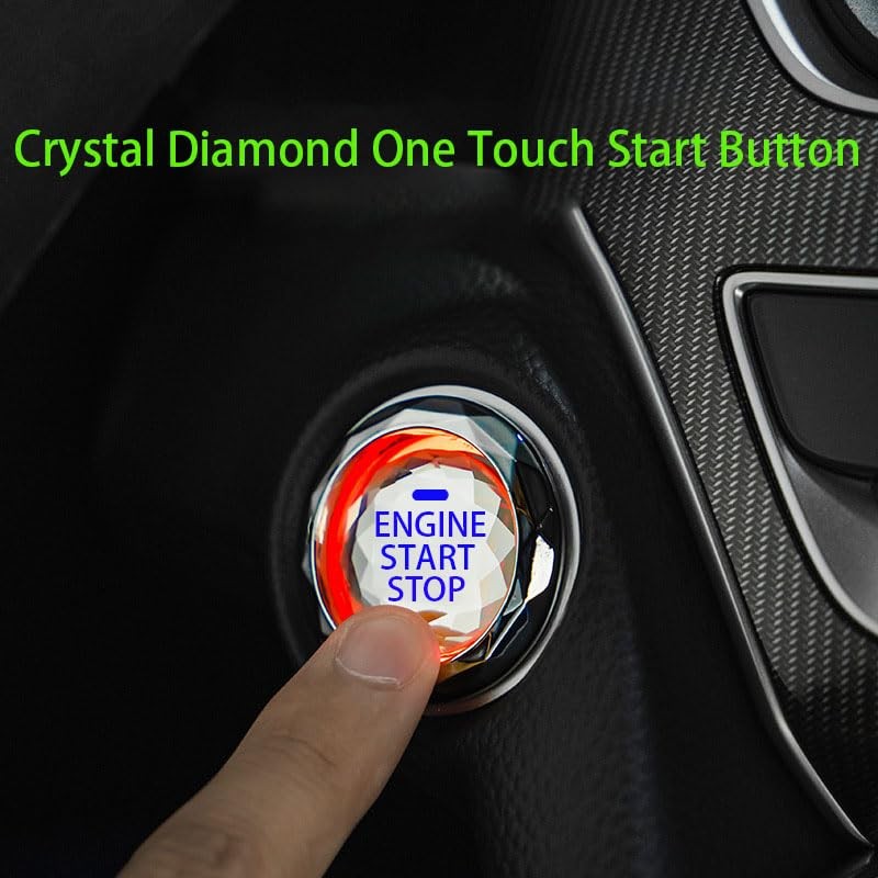 Car Engine Ignition Start/Stop Button Cover,Car Ignition Button Decorative Blue
