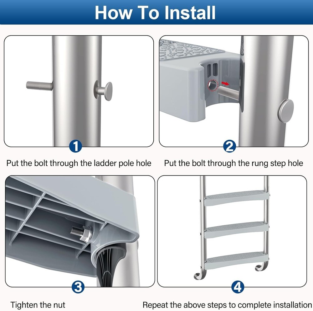 3-Pack Non-Slip Universal Pool Ladder Steps - Reliable and Safe Design