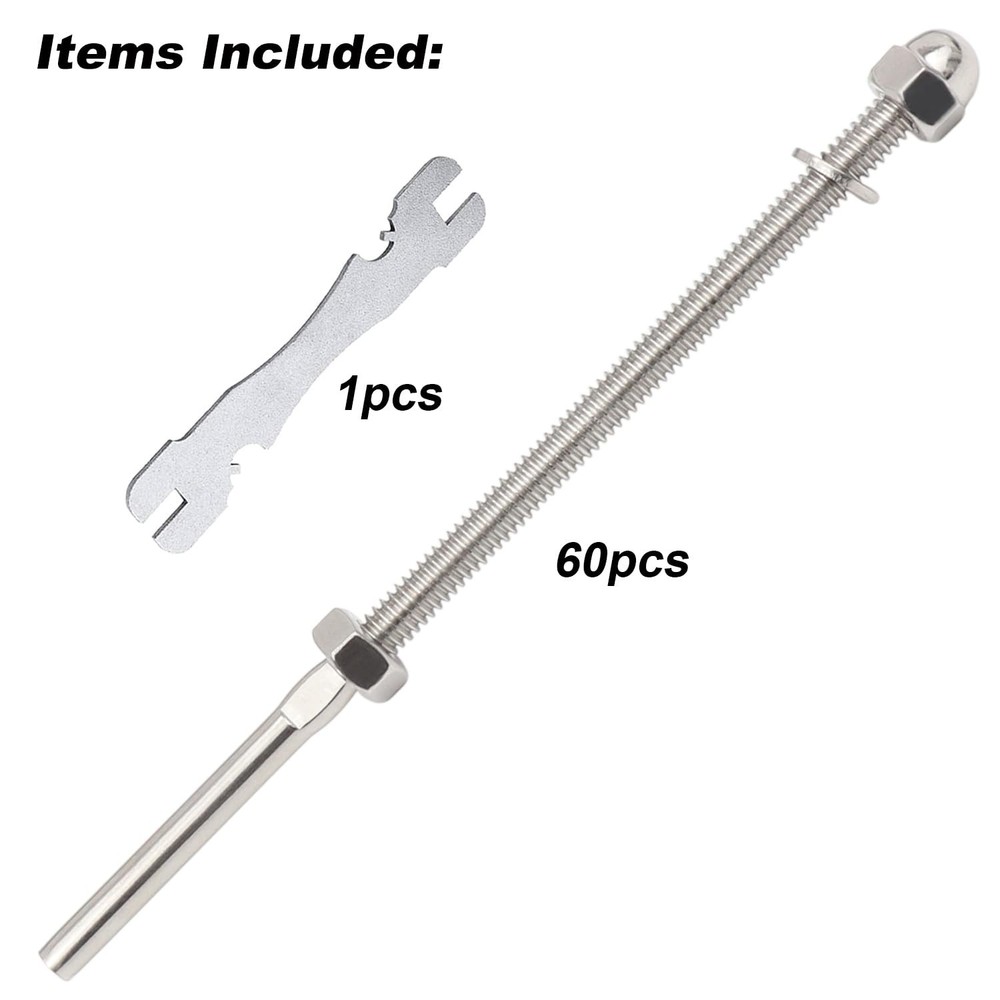 Challcrea 60Pcs 1/8 Cable Railing Hardware System Kit, Swage Threaded Stud Te...