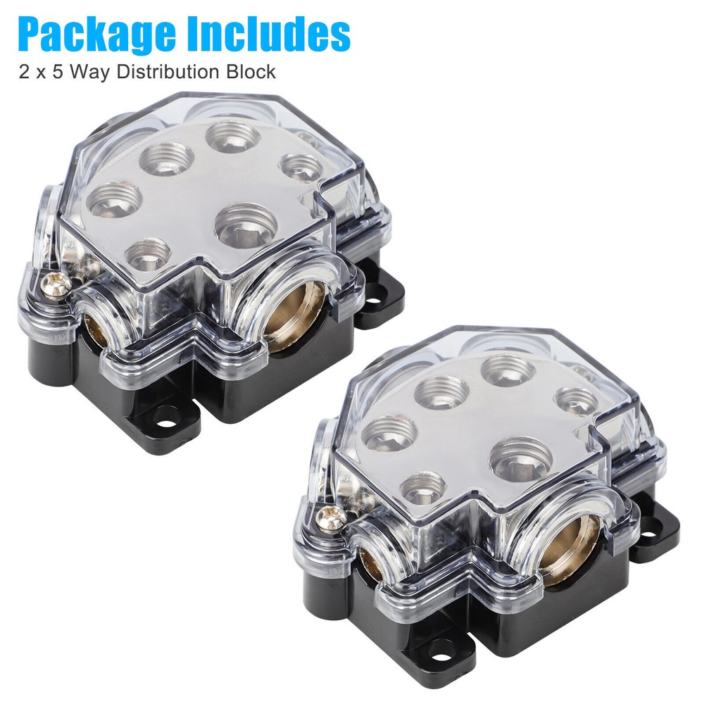 2pcs Efficient Power Distribution Block 1 In 5 Out for Amplifiers Equipment