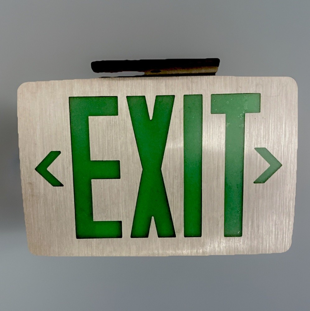 4W LED Green Lit Exit Sign Double Sided Light, Modern Ceiling Mount