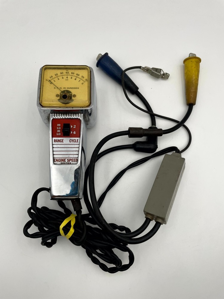 Vintage Kal-Equip Engine Analyzer Engine Speed Tester Silver Analog Display