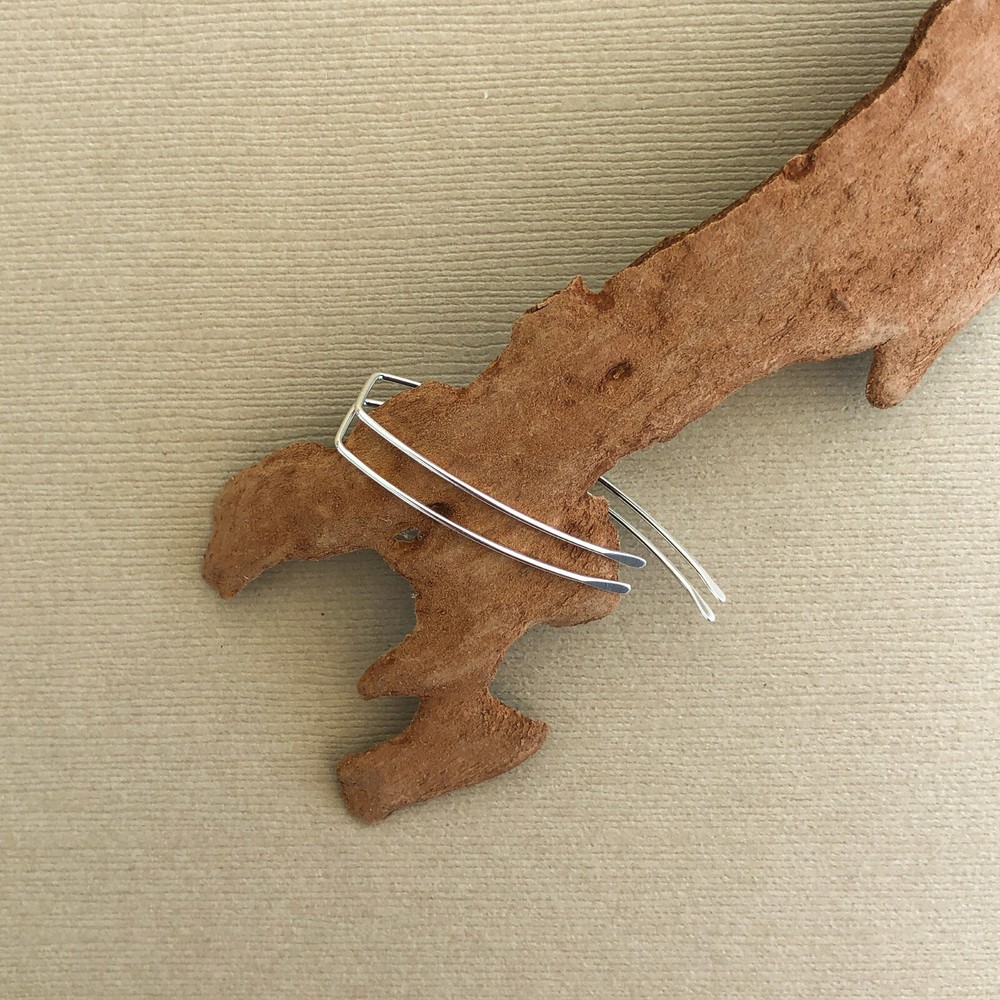 Hammered Earring Hook Sterling Silver, Threader Earring Hook Sterling Silver