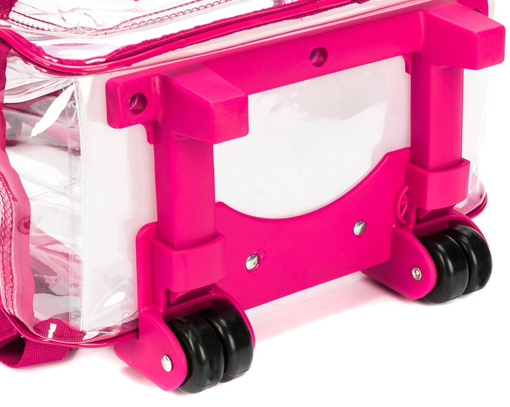 17" Rolling Clear School Backpack Heavy Duty Transparent See Thru Bag w/ wheels