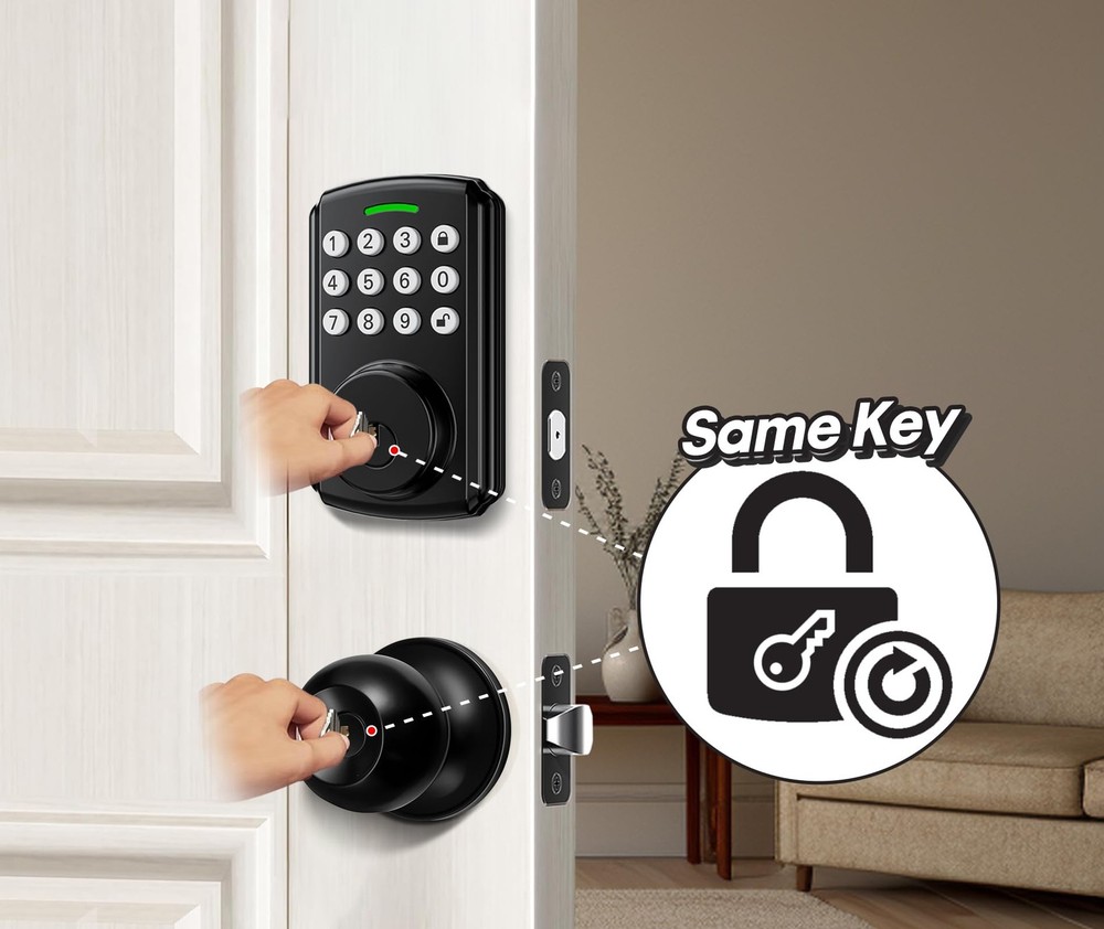 WiFi Keyless Entry Door Lock with Handle Set, Front FDS04-TS