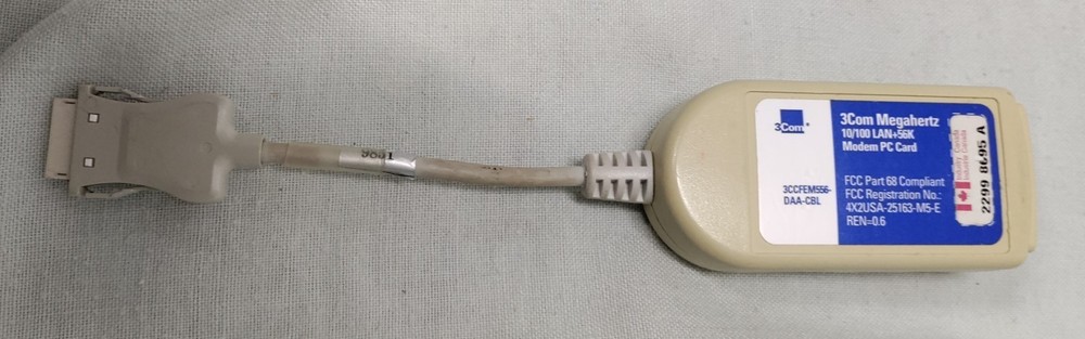 3Com EtherLink III PCMCIA Modem PC Card 3C562D DONGLE CABLE ONLY