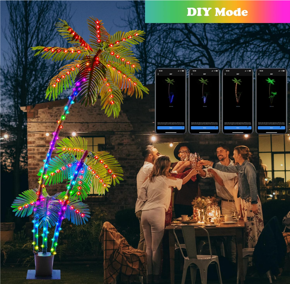 7FT Smart Lighted Palm Tree, Artificial Palm Tree with 242 LED Lights,APP Remote