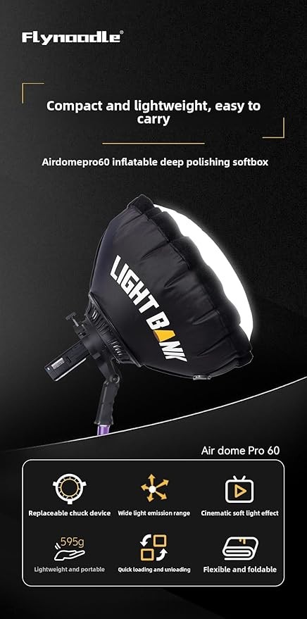 Flynoodle Air Tube Pro 60 Inflatable Softbox Diffuser Studio Flash Led Light