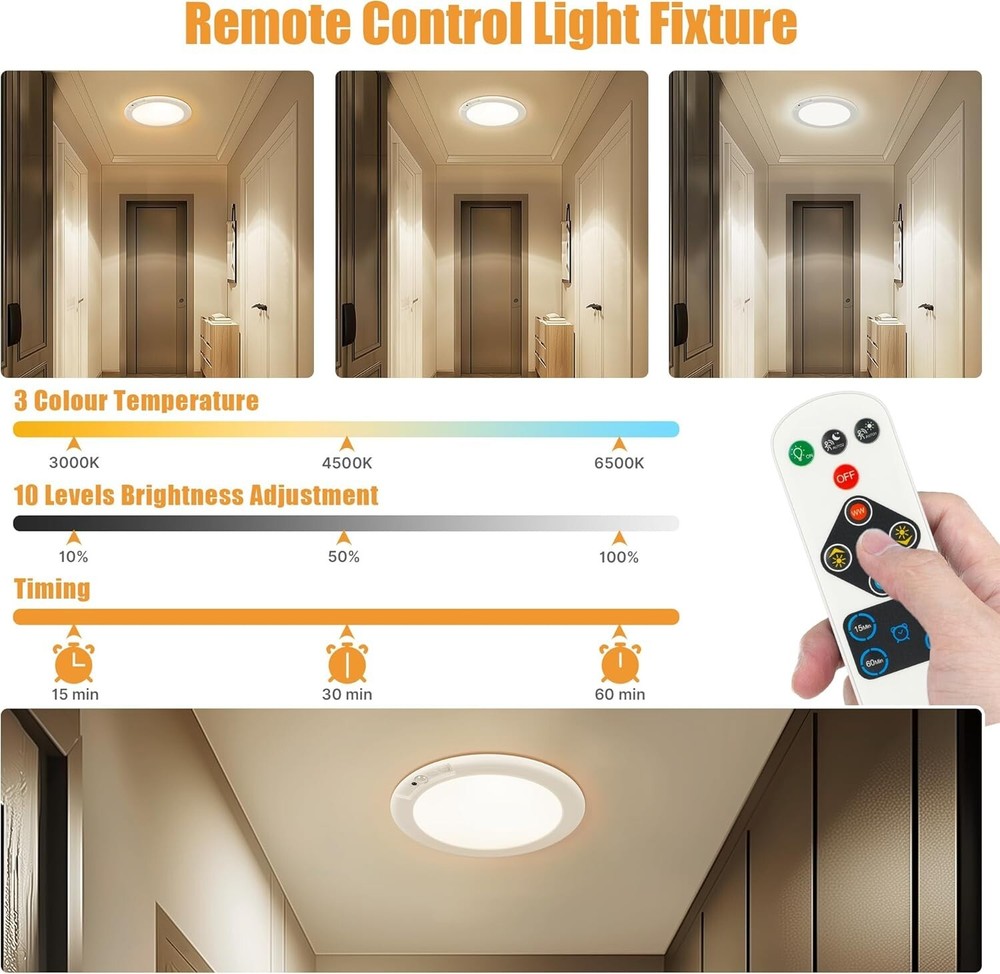 Rechargeable Ceiling Light Battery Operated with Remote Motion Sensor