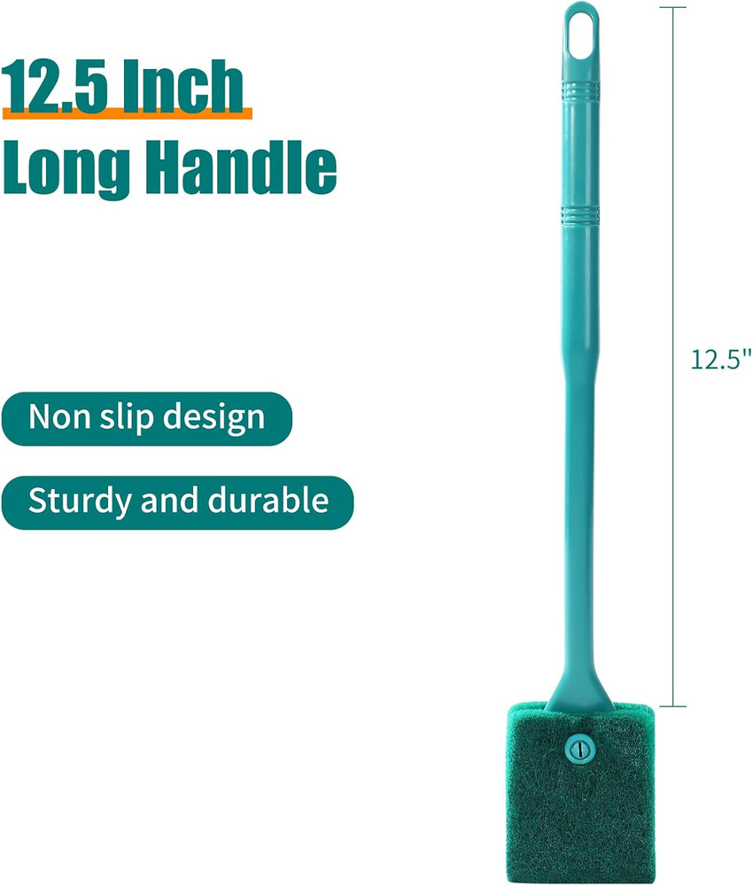Fish Tank Cleaning Tools – Double-Sided Sponge Brush & Algae Scraper with Long H