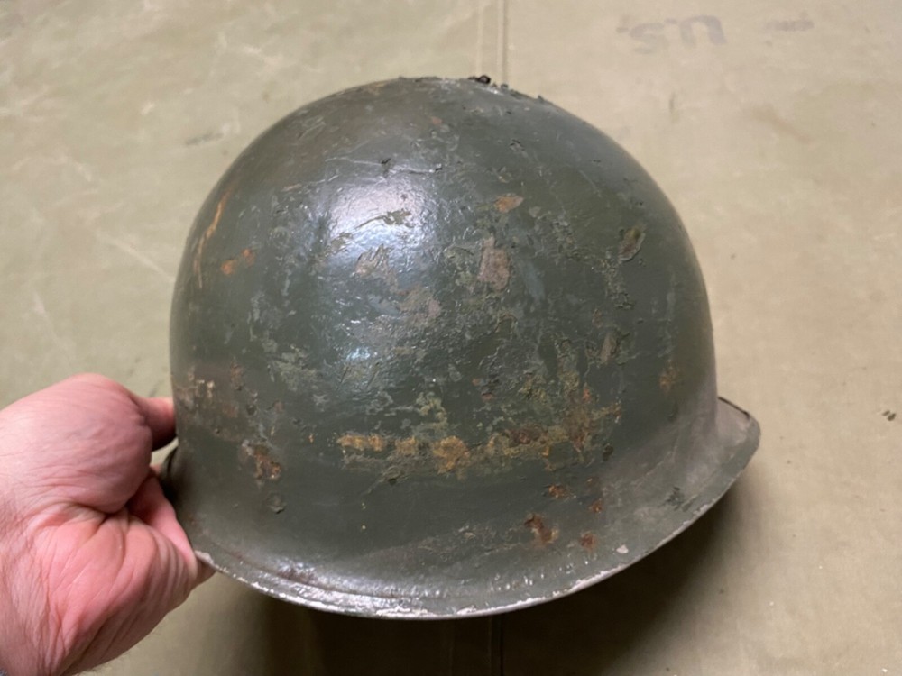ORIGINAL WWII US ARMY M1 HELMET SHELL, FRONT SEAM