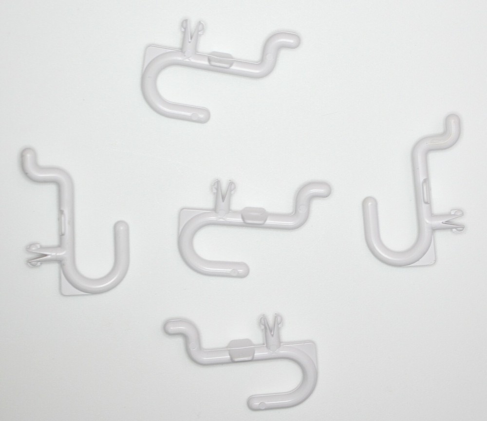 White J-Style Peg Board Plastic Locking Hooks Kit -25 pack PEGBOARD NOT INCLUDED