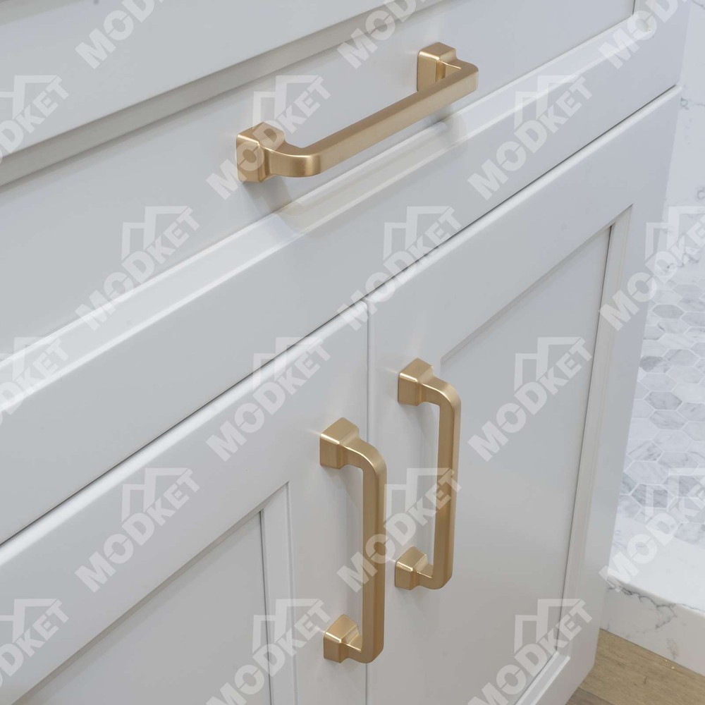 Square Brushed Champagne Gold Solid Cabinet Handles Pulls Knob Kitchen Bathroom