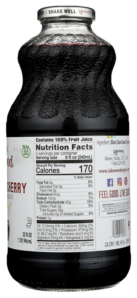 Juice Black Cherry Pure, 32 Fl Oz