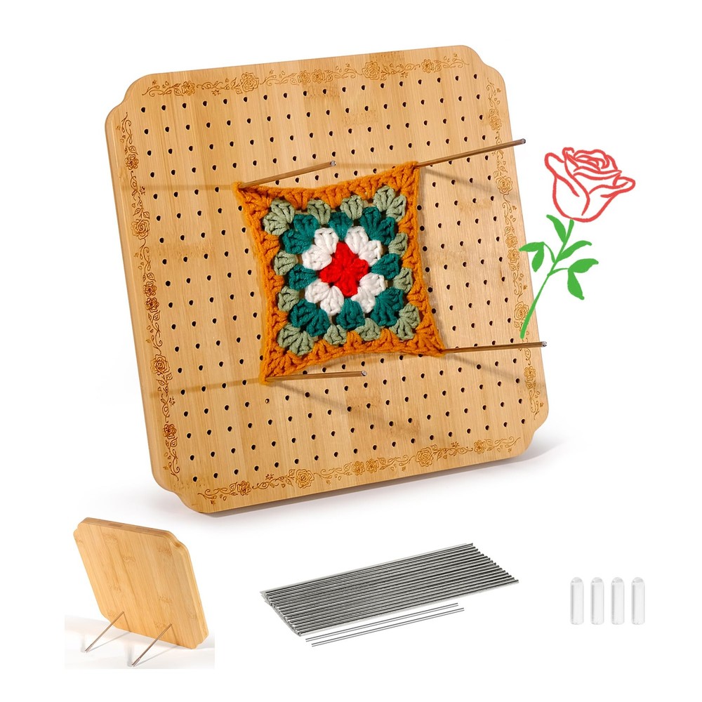10 in Blocking Boards for Crochet Projects with Rose Pattern, Crochet Blockin...