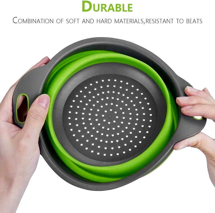 3-Piece Collapsible Silicone Colander Set – Space-Saving Kitchen Strainers