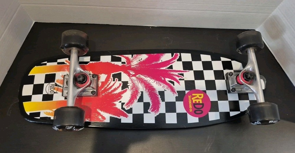 ReDo Shorty Cruiser Palm Checkers Skateboard EUC