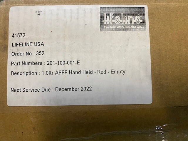 201-100-001-E - Lifeline Fire AFFF Hand Held Fire Extinguisher - Empty