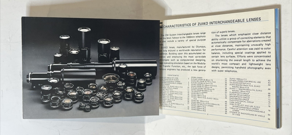 Olympus OM System - Zuiko Lenses Group Instructions Owners Users Manual