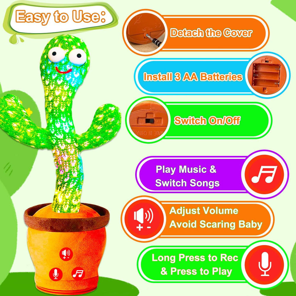 Interactive Dancing Cactus Toy for Babies and Toddlers - Volume Adjustable