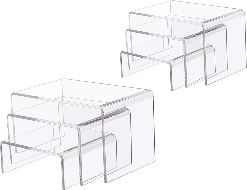 6 -Piece Strong Clear Acrylic Rectangular Riser For Retail Shelf Showcase