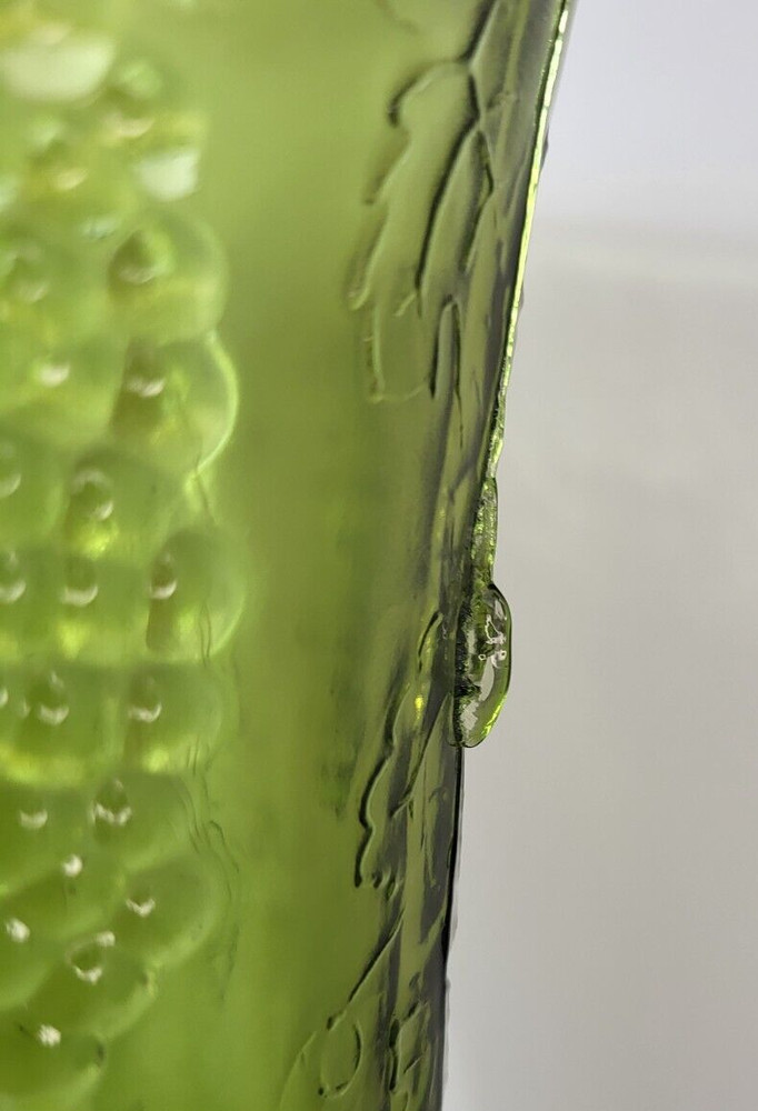 Vintage Embossed Grape Emerald Green Vase