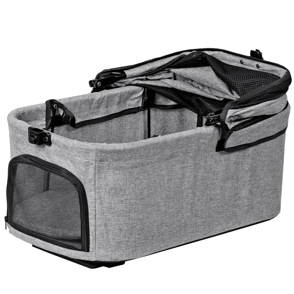 Foldable Dog Stroller with Detachable Carrier and Cup Holder Pet Stroller Gray