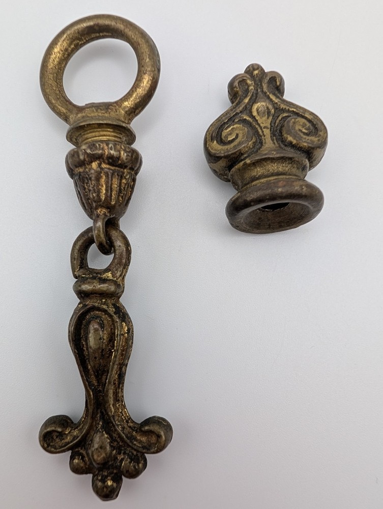 Antique/Vintage Ornate Brass Drop Drawer Pull & Extra Piece Decorative Hardware