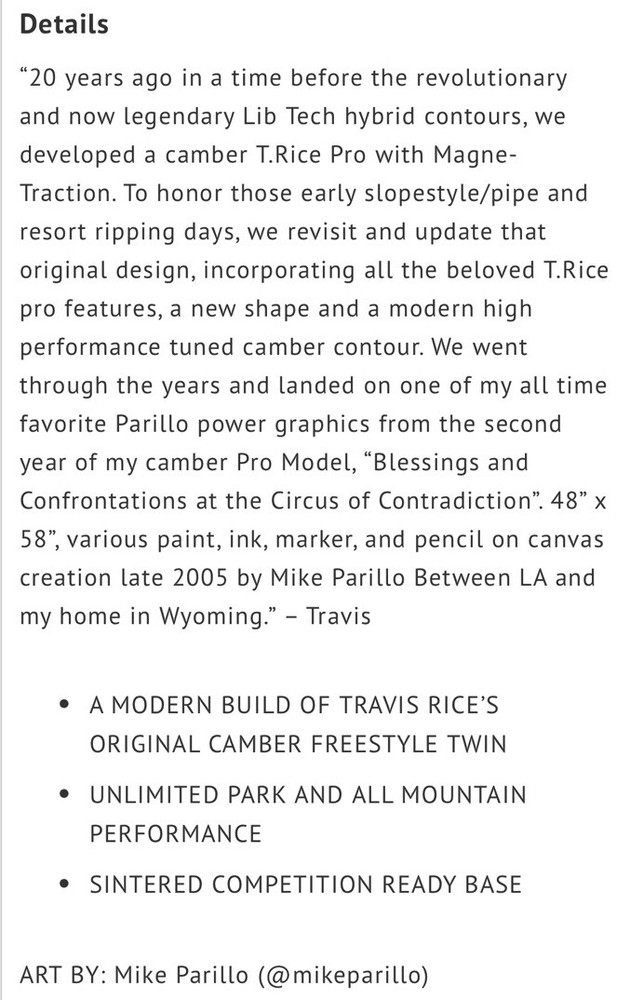 Lib Tech Travis Rice (T.Rice) Pro Camber 159 Snowboard