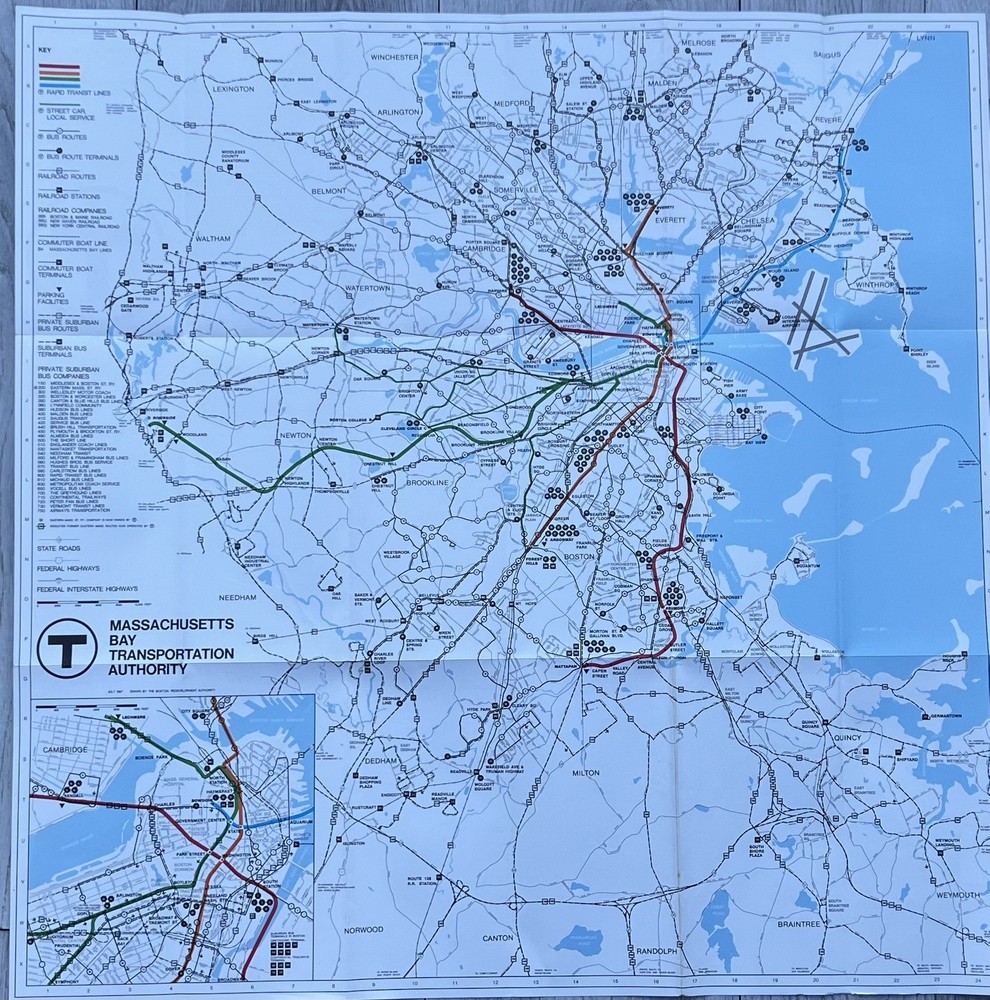 Massachusetts Bay Transportation Authority System Route Map - 1967