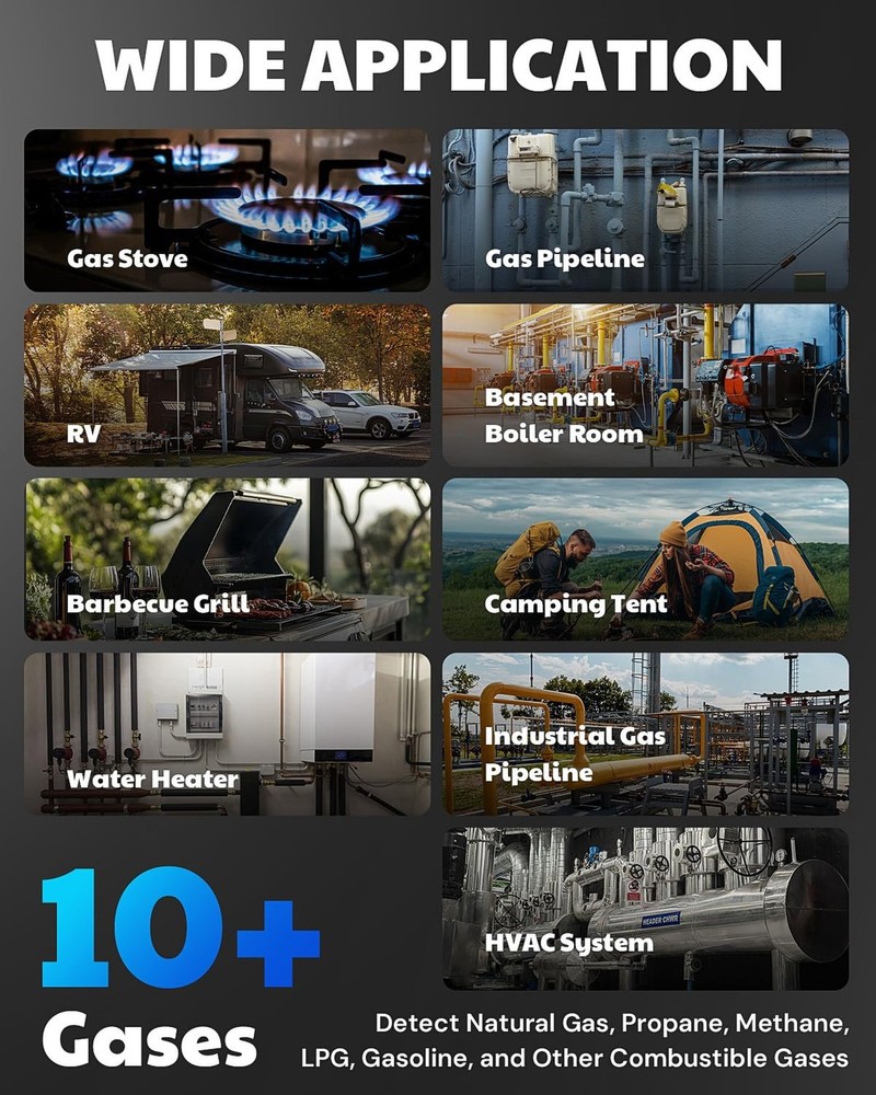 AGT-1988 Rechargeable Natural Gas Detector, Gas Leak Detector with TFT Displa...