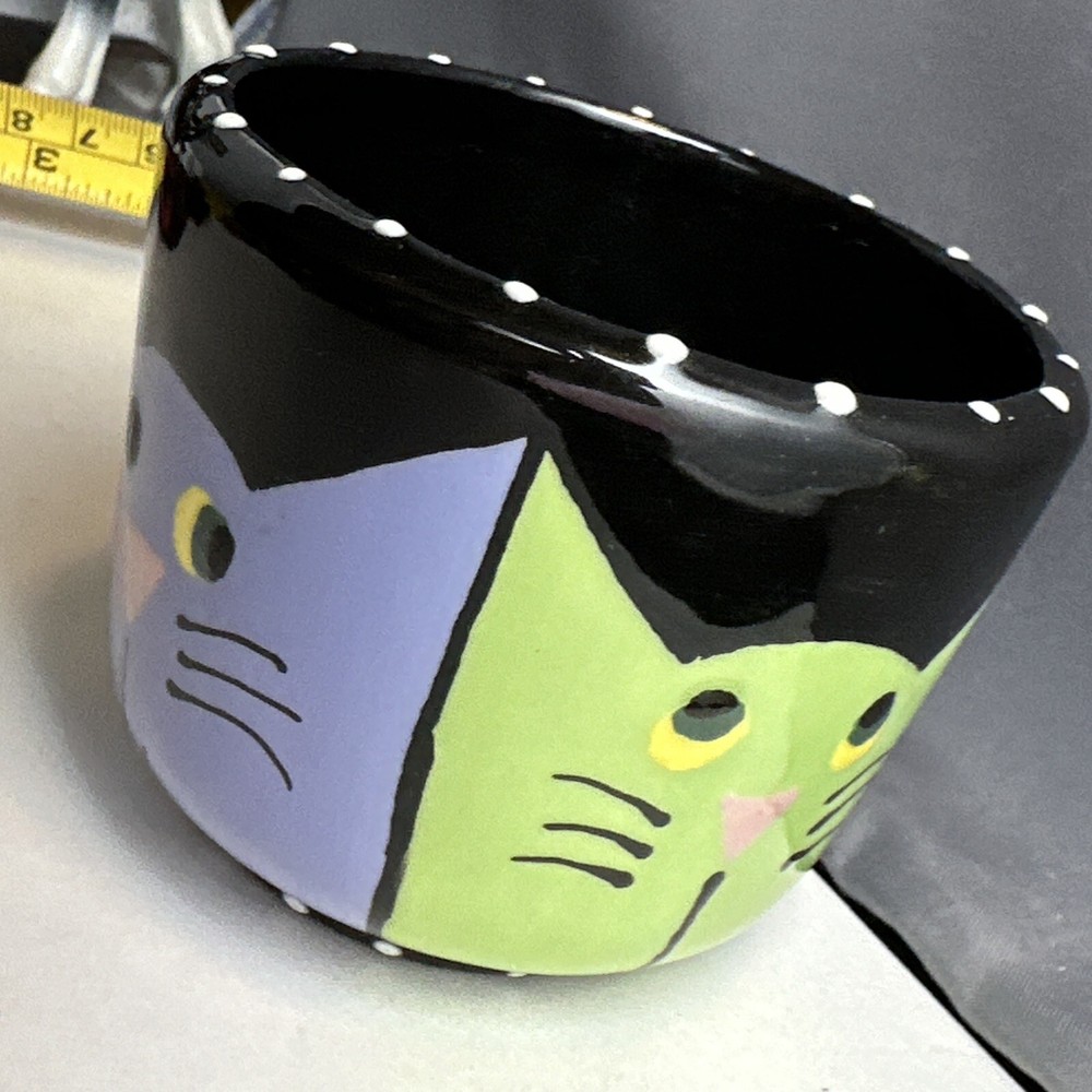 Small Cat Cup/ Pot Signed D Grant