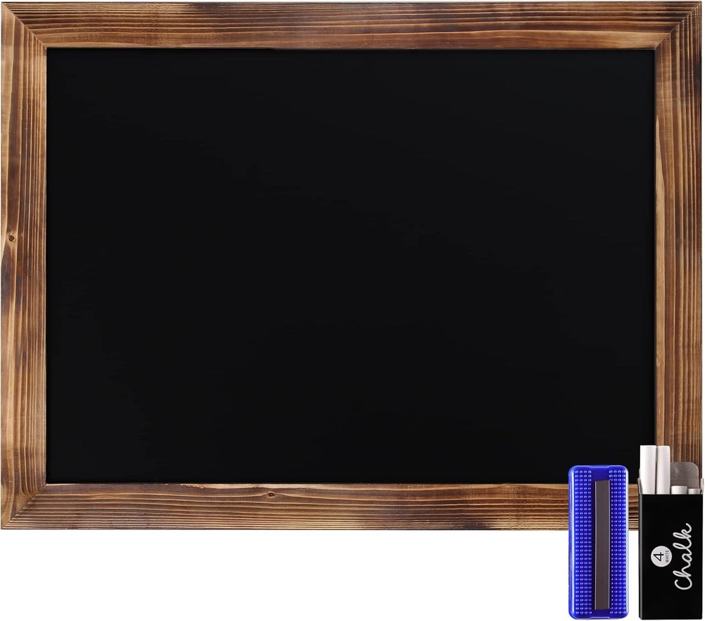 Creations 18" x 24" Torched Brown Solid Wood Frame Wall Chalkboard
