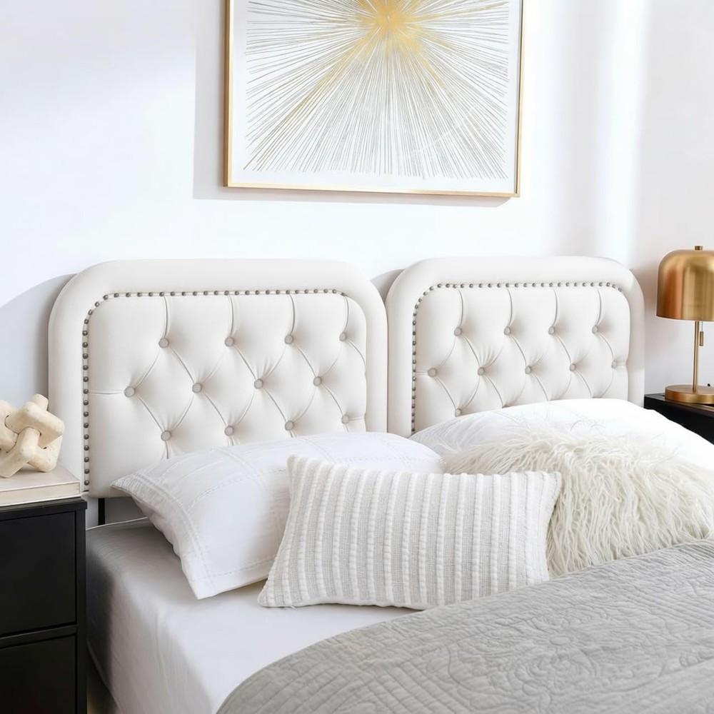 Tufted Upholstered Headboard Queen Size, Button Adjustable Height Head Board ...