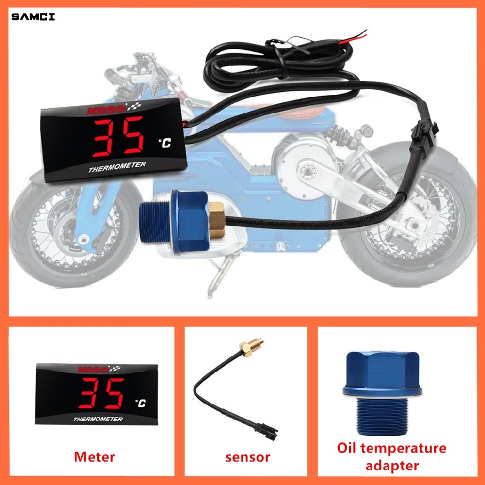 Motorcycle Universal Oil Temperature Gauge Sensor LCD Digital Screen Mini Meter