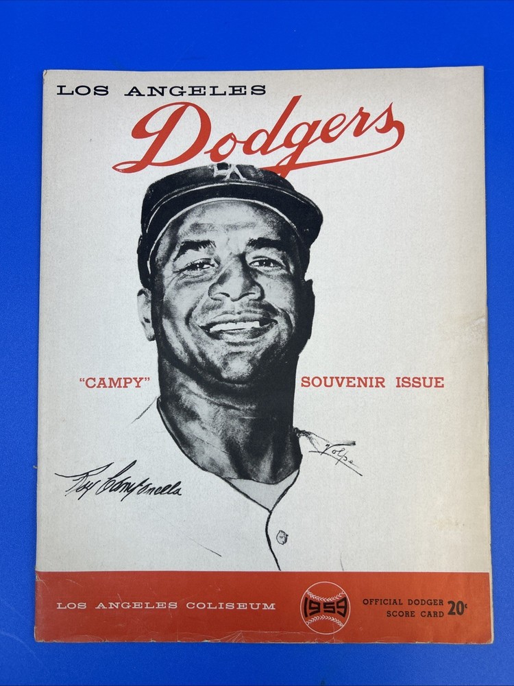 1959 L.A. Dodgers Roy Campanella Souvenir Issue Program Koufax Pitching