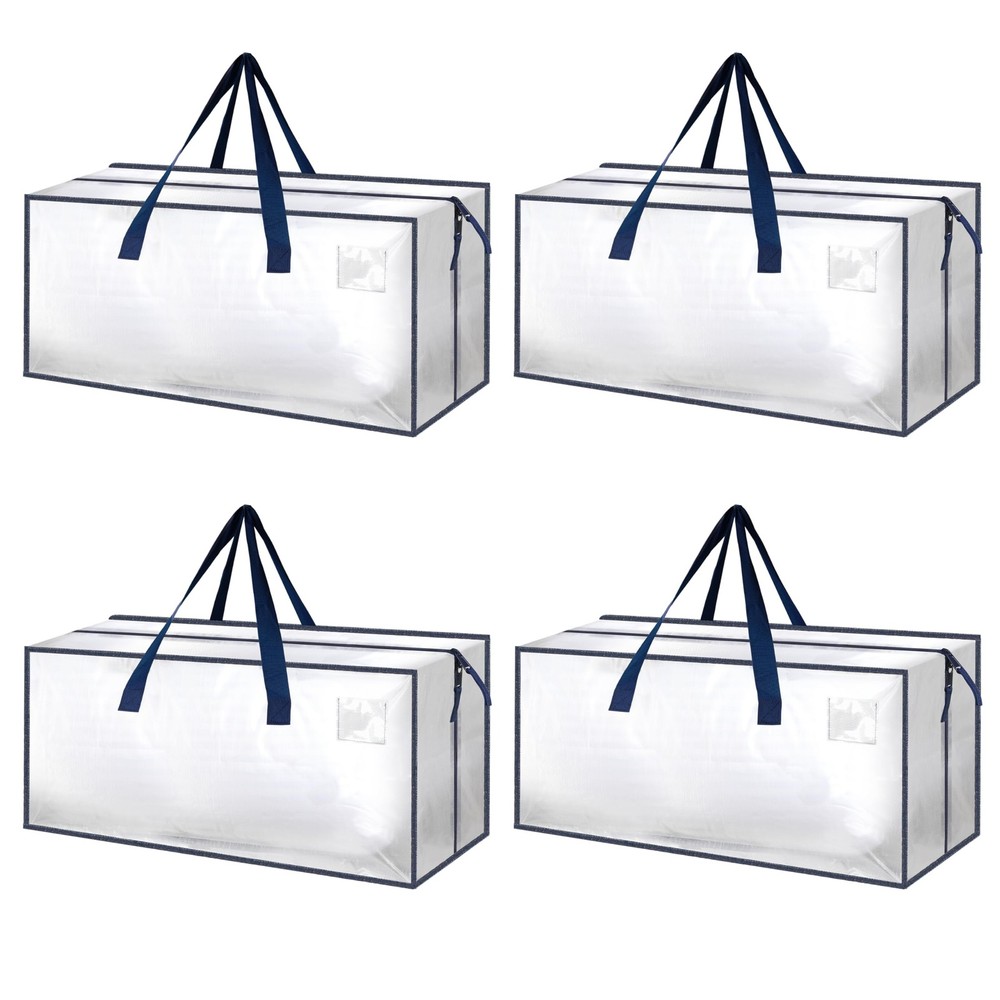 HealSmart 4 Pack Extra Large Moving Bags with Zippers & 4-Pack, Clear